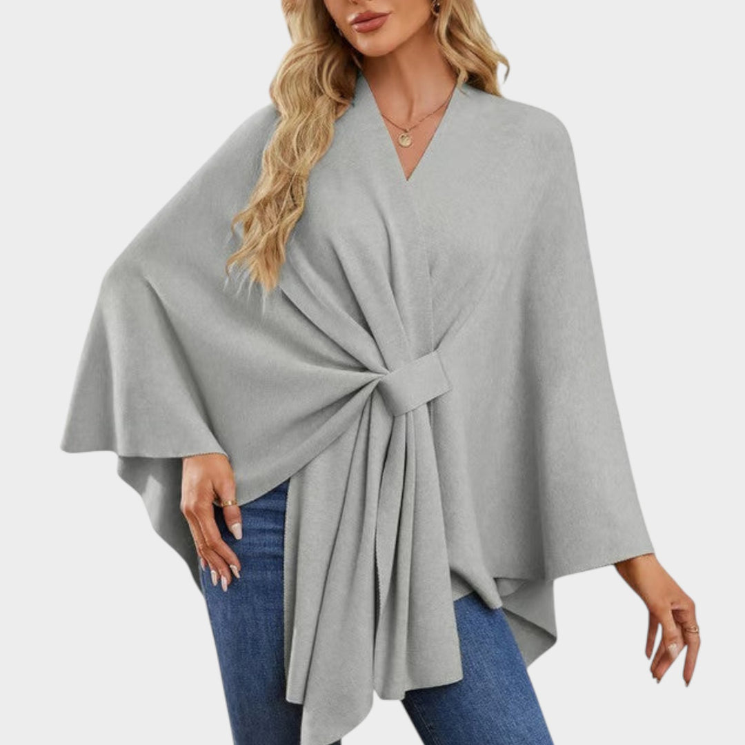 Elegant Draped Wrap Cape Top