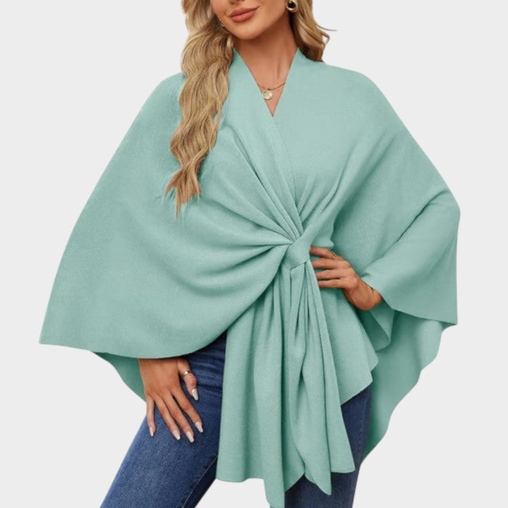 Elegant Draped Wrap Cape Top