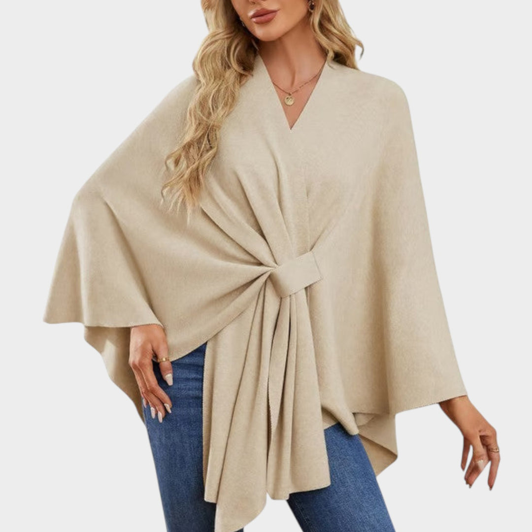 Elegant Draped Wrap Cape Top