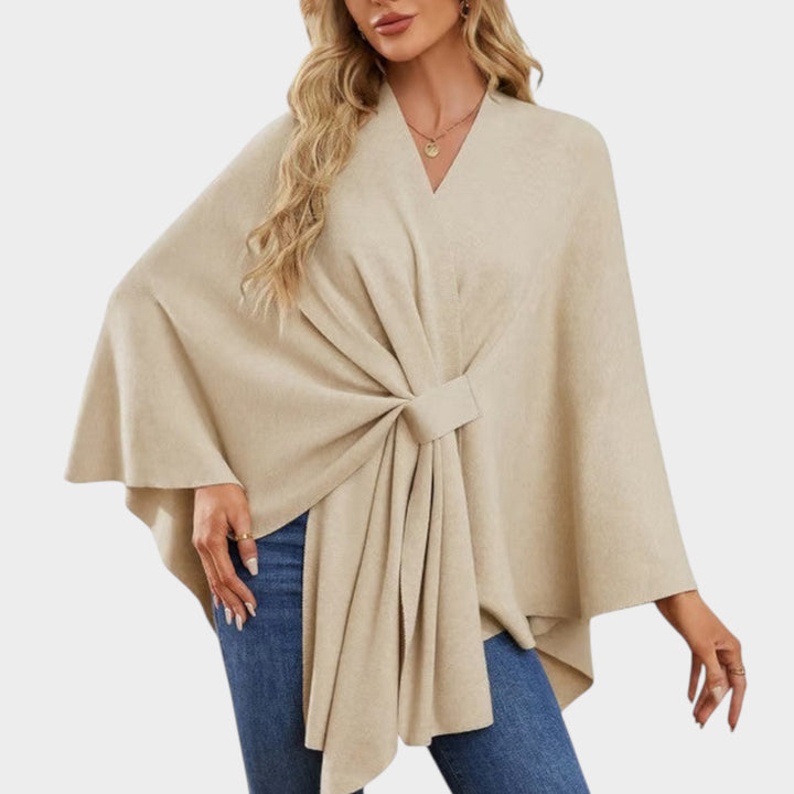 Elegant Draped Wrap Cape Top