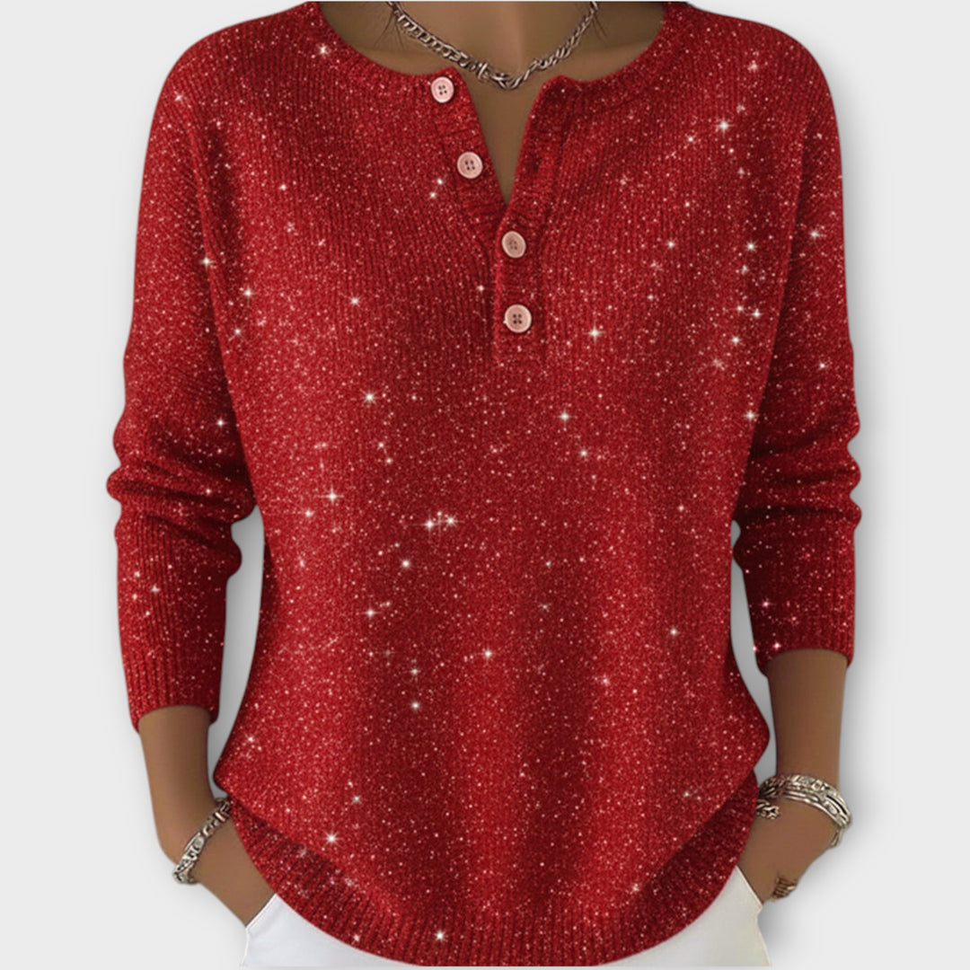 Sparkle Knit Button Henley Top