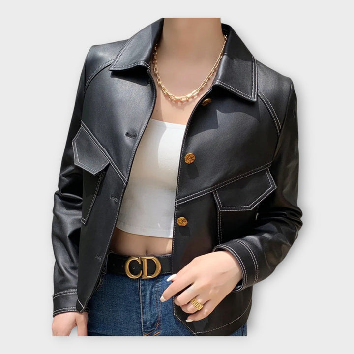 Elegant Leather Jacket with Modern Design and Refined Aesthetic