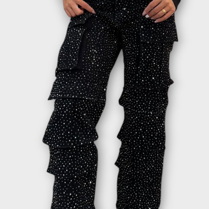 Rhinestone Cargo Jeans