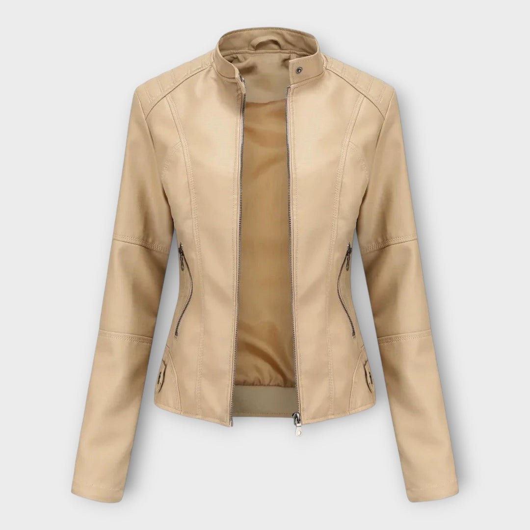 Leather Elegant Blazer with Modern Line and Timeless Style