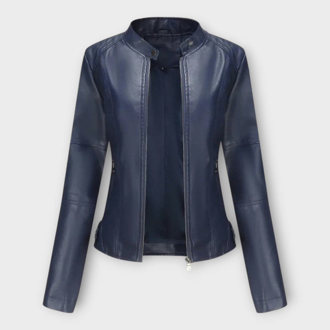 Leather Elegant Blazer with Modern Line and Timeless Style