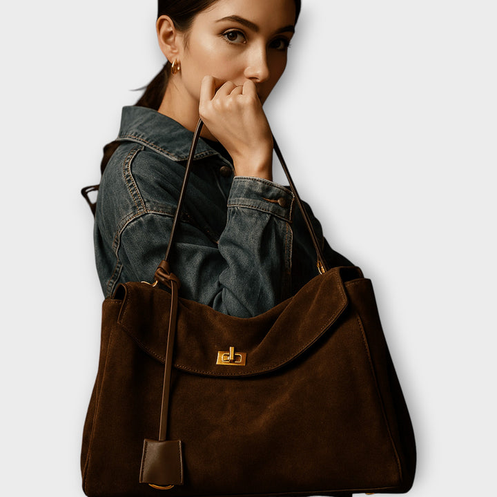 Genuine Suede Shoulder Bag with Full Grain Leather Lining